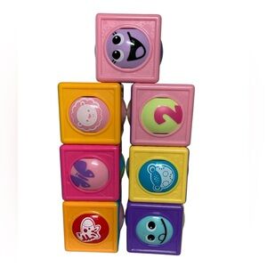 Lot - 7 Fisher Price Sensory Roller Blocks Cubes Plastic Multicolor Toys